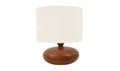 Evie table lamp by Moe's Home Collection, honey brown turned wood base, tapered shade