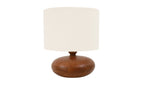 Evie table lamp by Moe's Home Collection, honey brown turned wood base, tapered shade