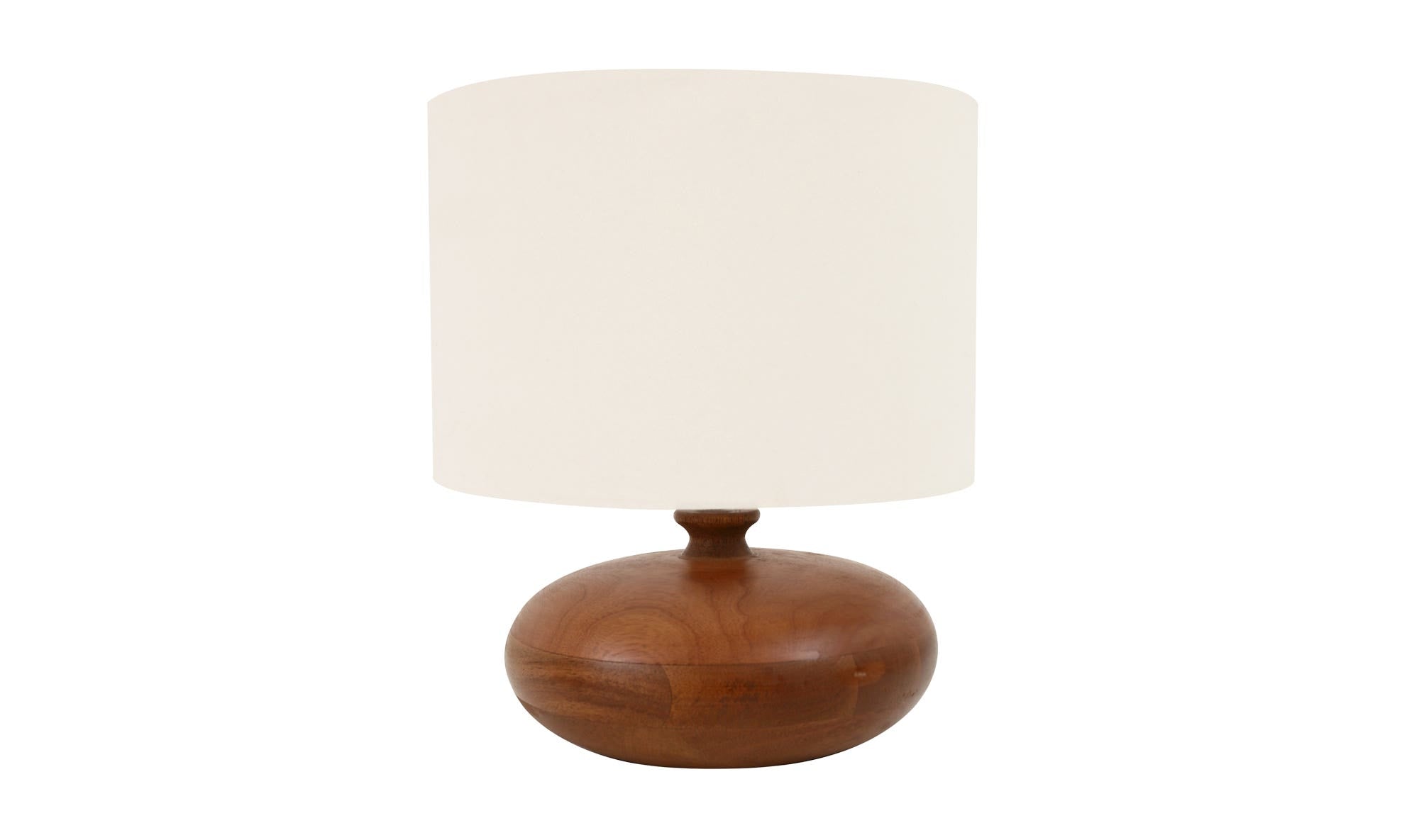 Evie table lamp by Moe's Home Collection, honey brown turned wood base, tapered shade