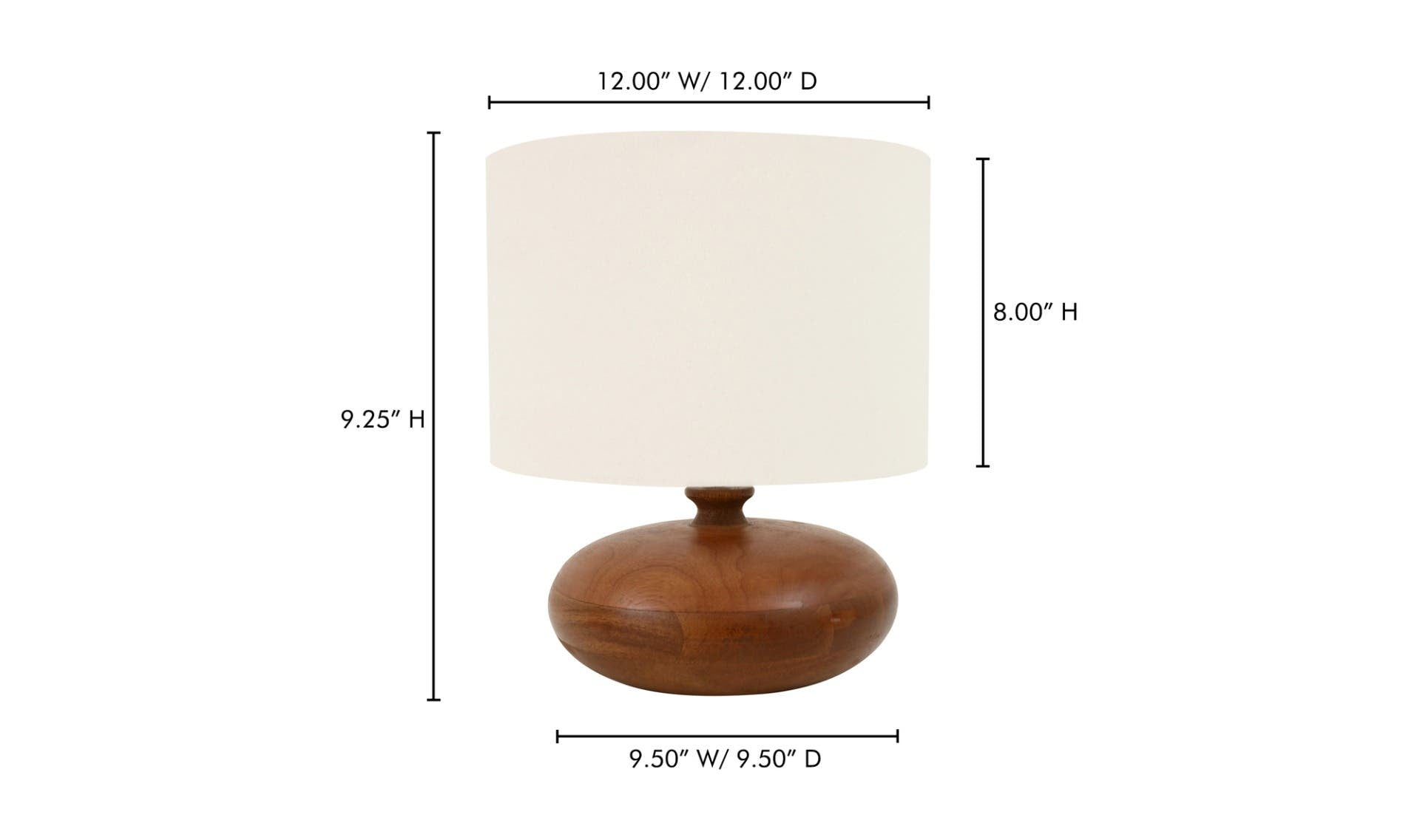 Evie table lamp by Moe's Home Collection, honey brown turned wood base, tapered shade