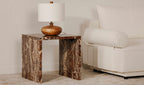 Evie table lamp by Moe's Home Collection, honey brown turned wood base, tapered shade