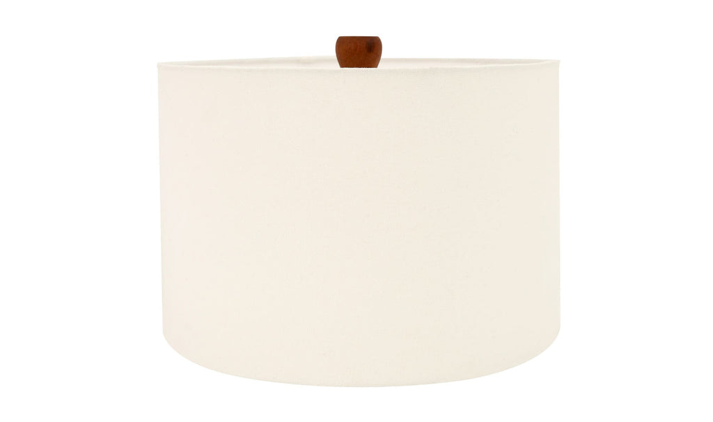Evie table lamp by Moe's Home Collection, honey brown turned wood base, tapered shade