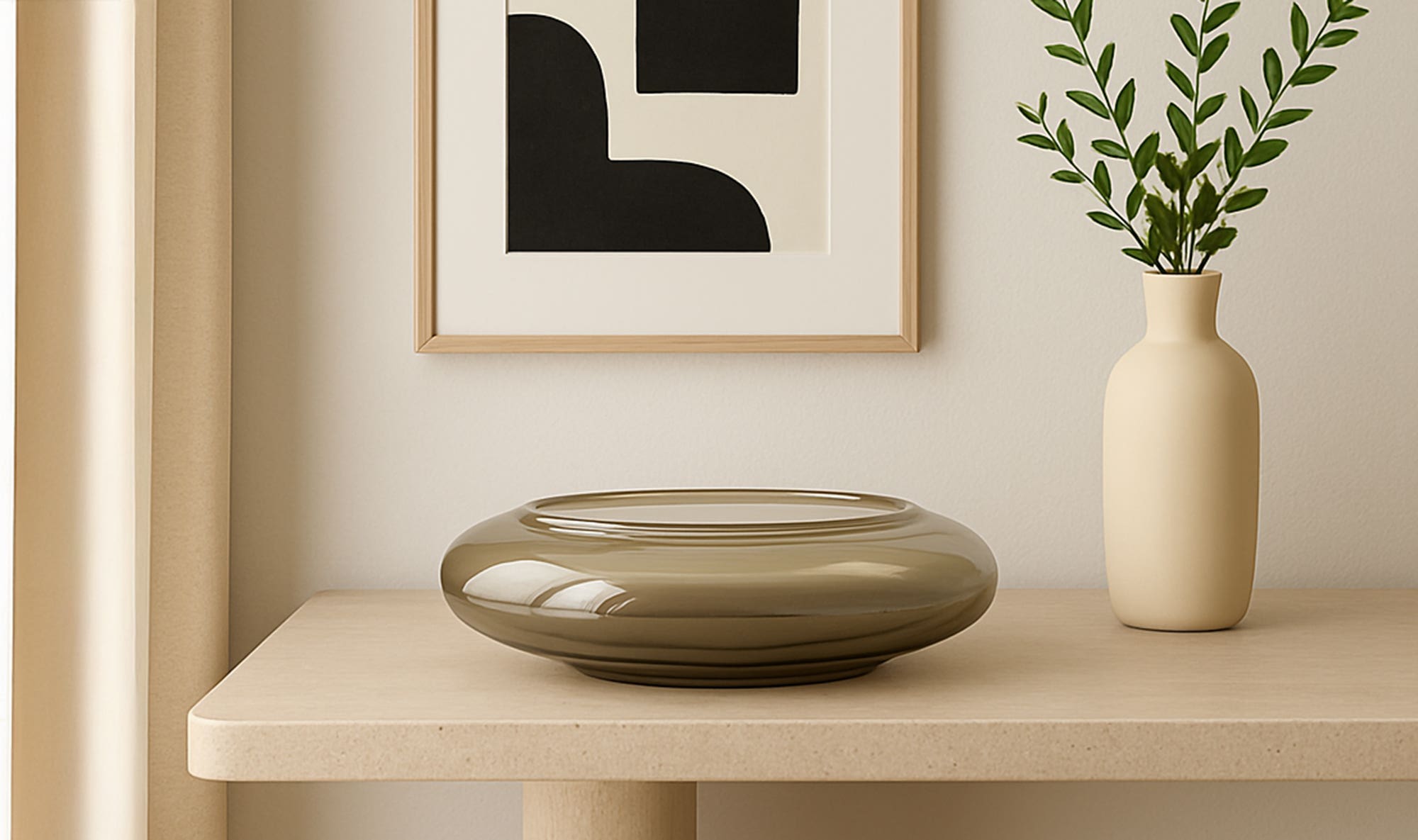 Smoky Brown Glass Polene Bowl, Large