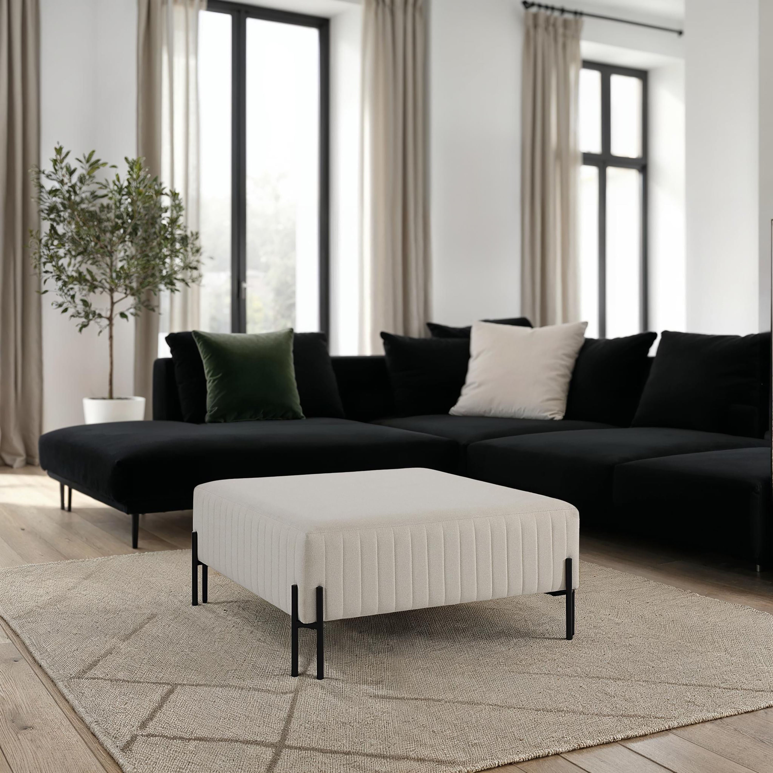 Fitzroy ottoman by Renwil, poly-linen, natural finish
