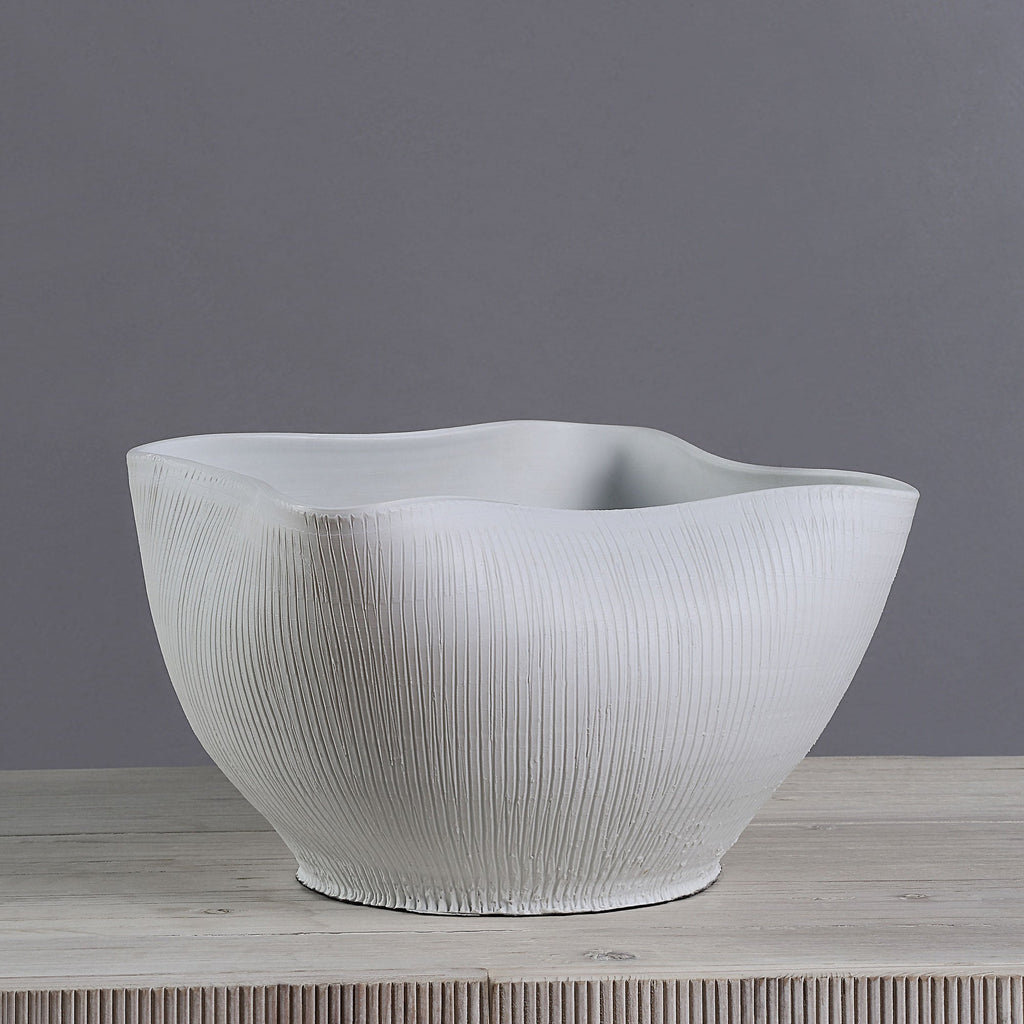Gigi bowl by Renwil, ceramic, off-white, hand-finished