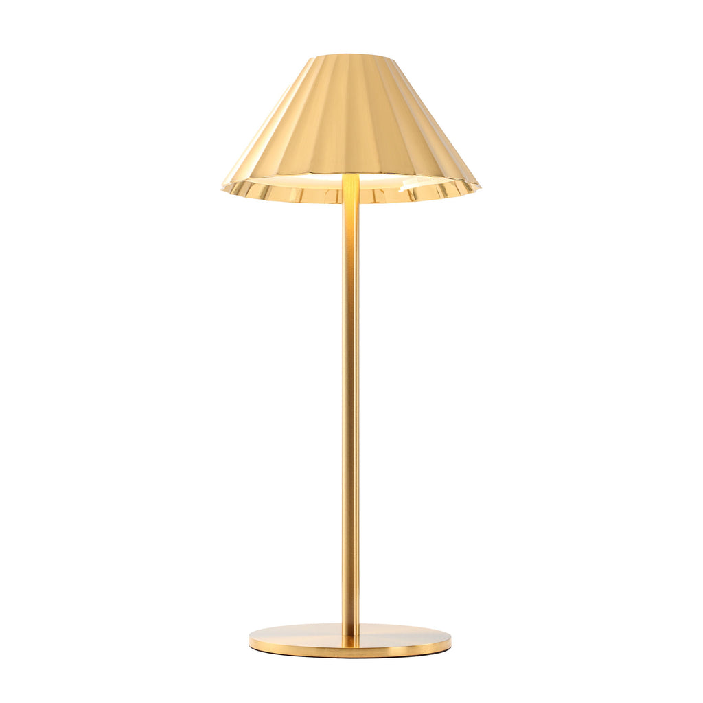 Ginevra table lamp by Renwil, zinc alloy and stainless steel, gold finish