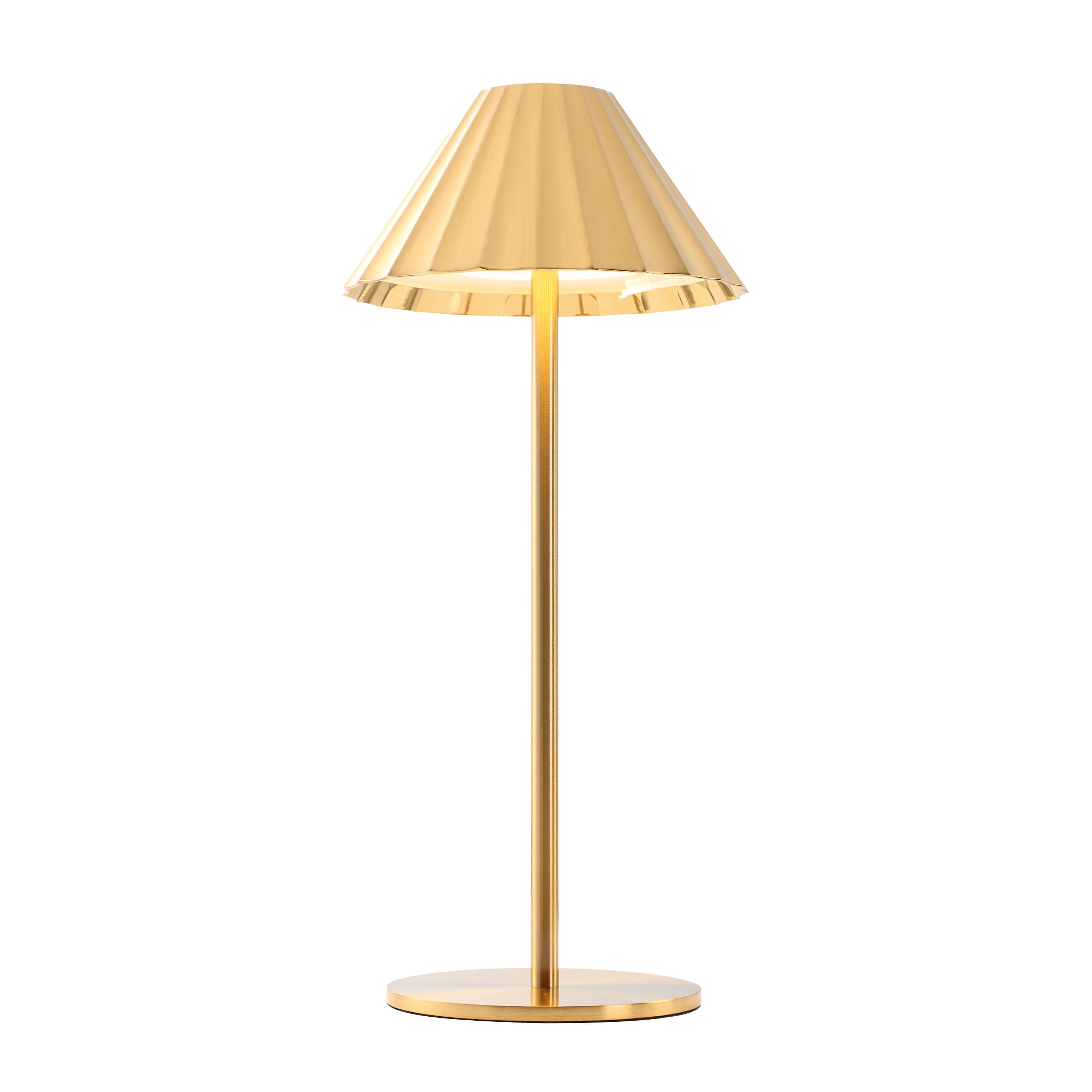 Ginevra table lamp by Renwil, zinc alloy and stainless steel, gold finish