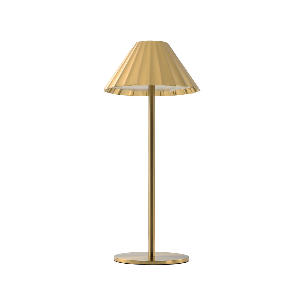 Ginevra table lamp by Renwil, zinc alloy and stainless steel, gold finish