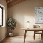 Ginevra table lamp by Renwil, zinc alloy and stainless steel, gold finish