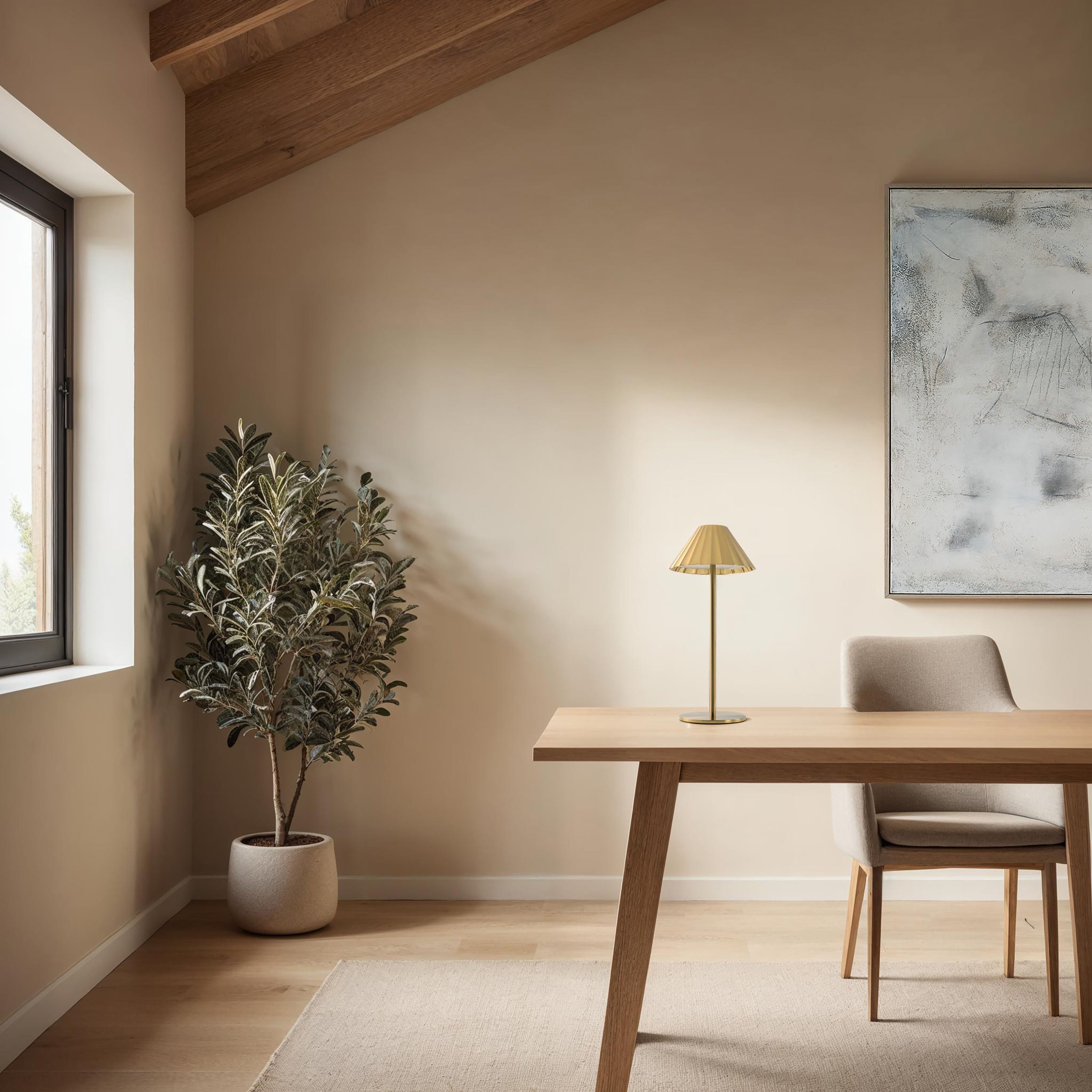 Ginevra table lamp by Renwil, zinc alloy and stainless steel, gold finish