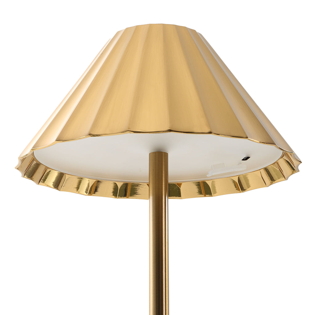 Ginevra table lamp by Renwil, zinc alloy and stainless steel, gold finish