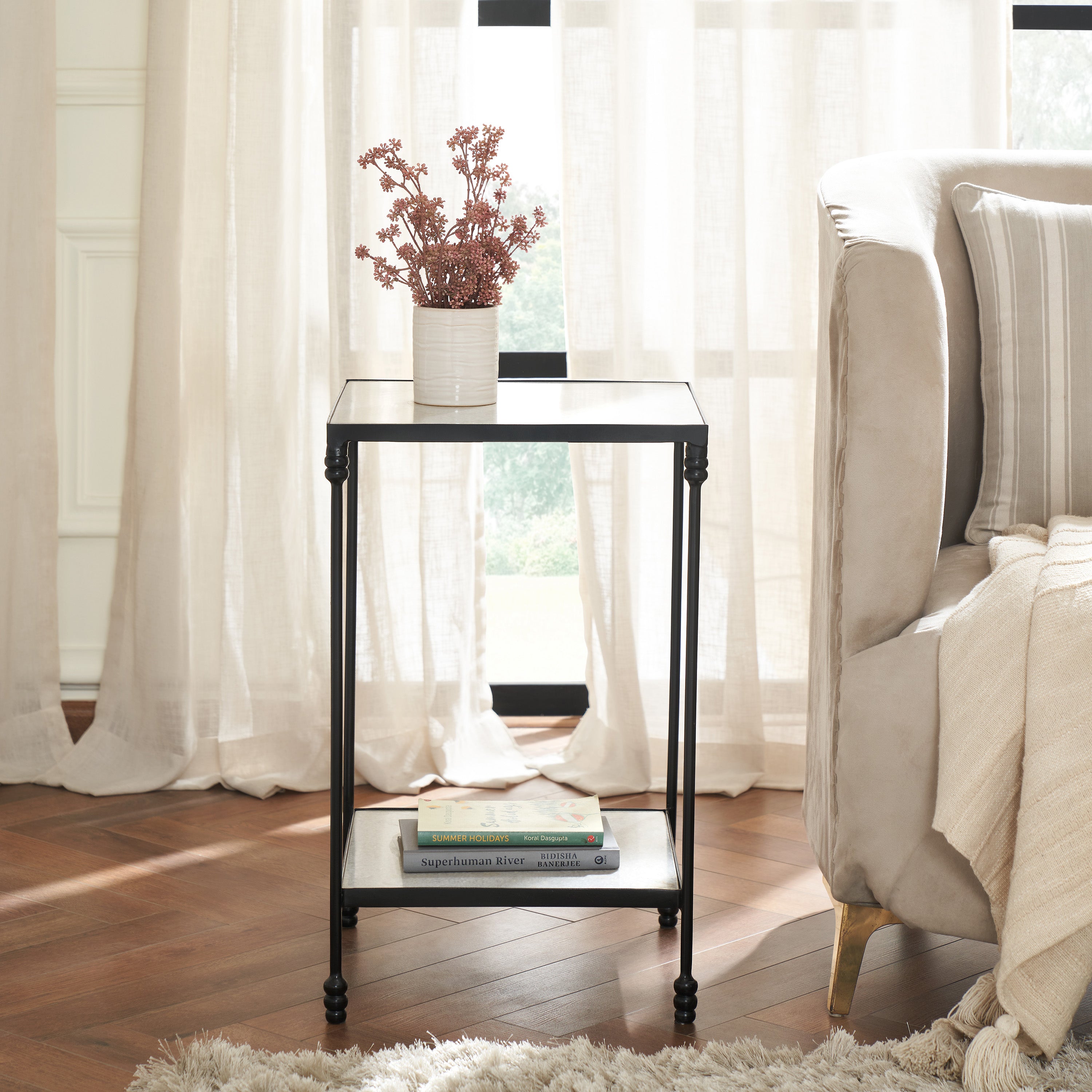 Giulia accent table by Renwil, iron, white finish