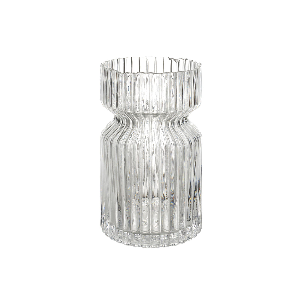 Gladys vase by Renwil, mouth-blown glass, clear fluted