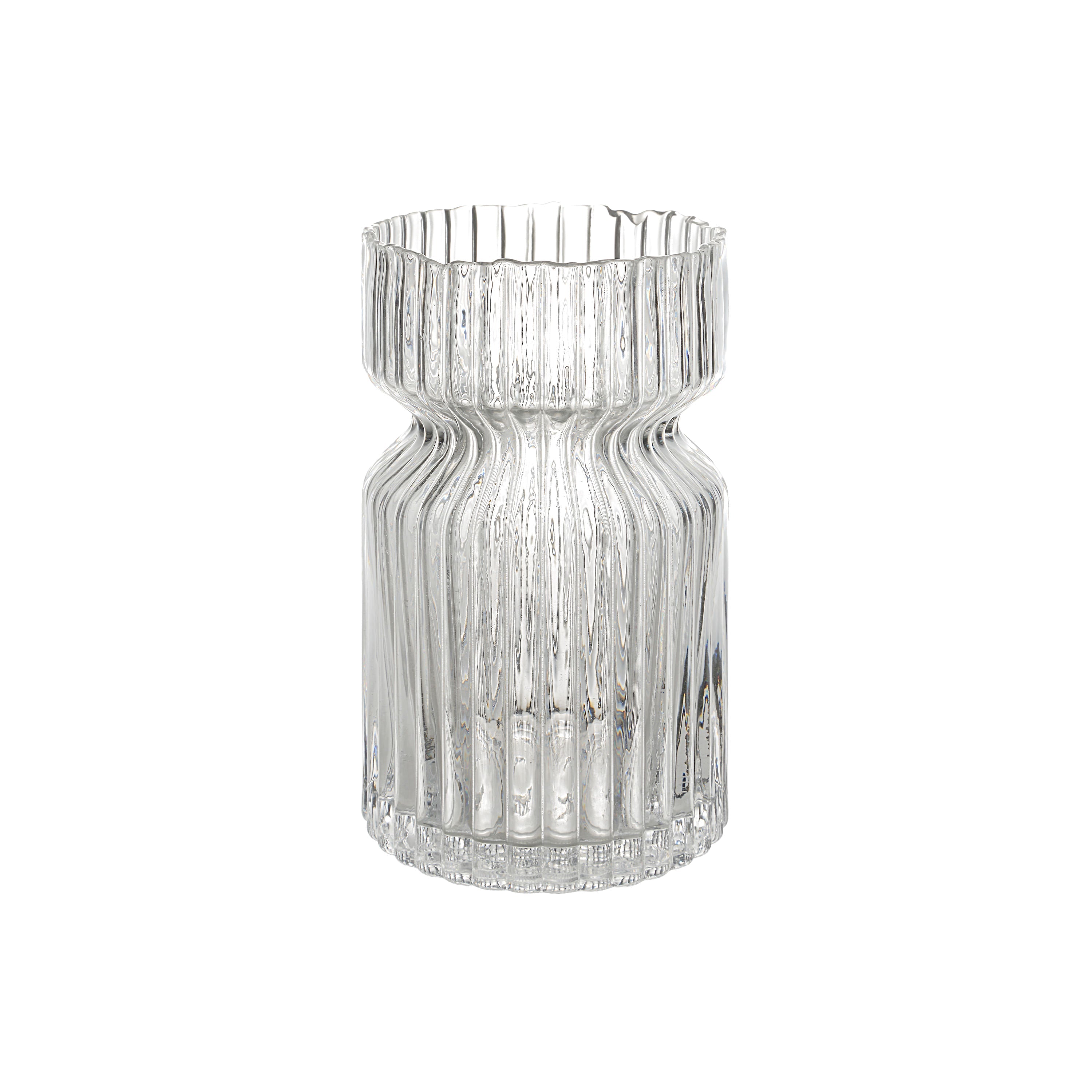 Gladys vase by Renwil, mouth-blown glass, clear fluted