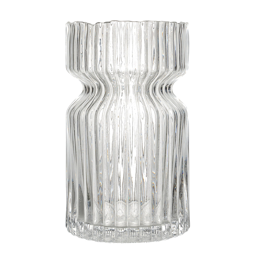 Gladys vase by Renwil, mouth-blown glass, clear fluted