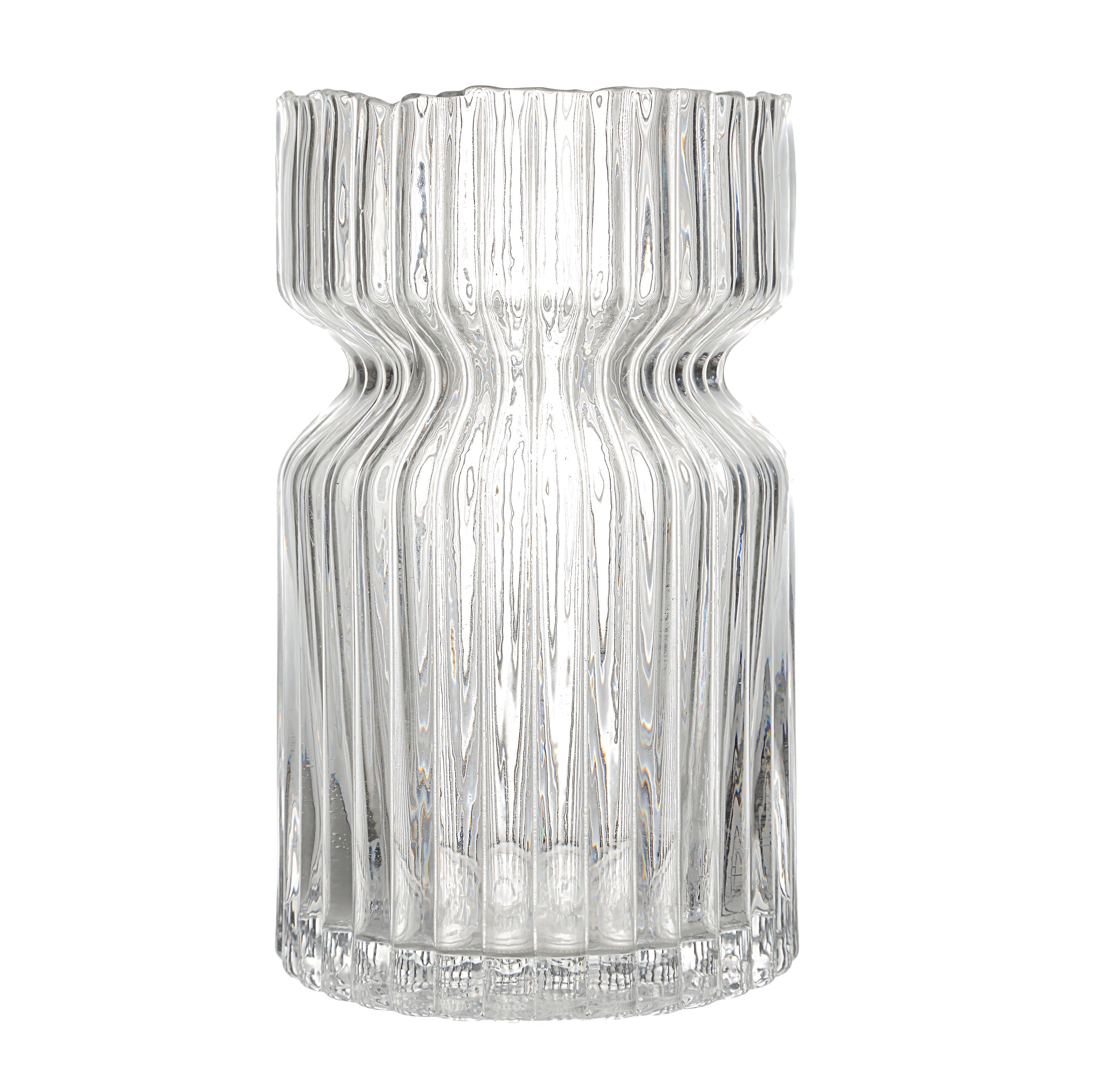 Gladys vase by Renwil, mouth-blown glass, clear fluted