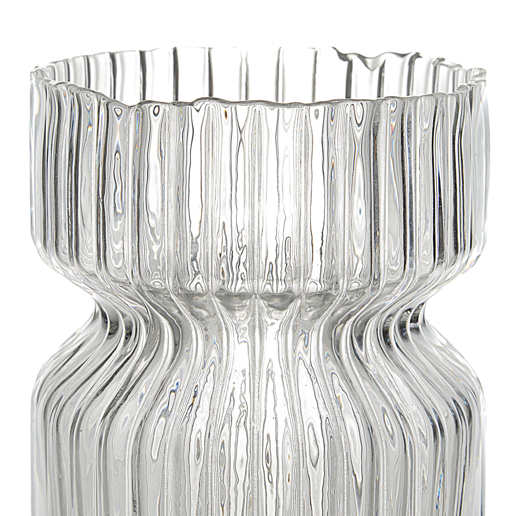 Gladys vase by Renwil, mouth-blown glass, clear fluted