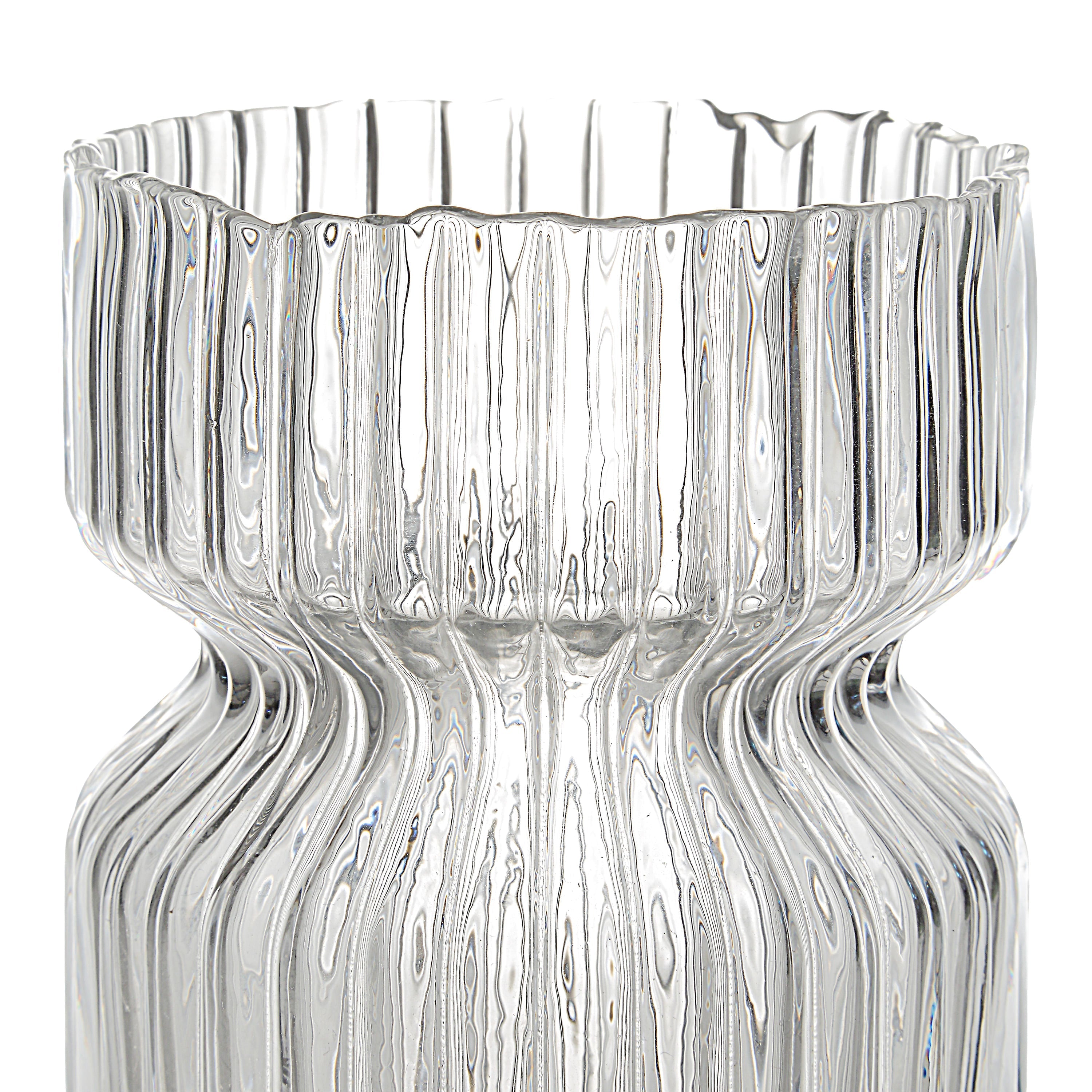 Gladys vase by Renwil, mouth-blown glass, clear fluted