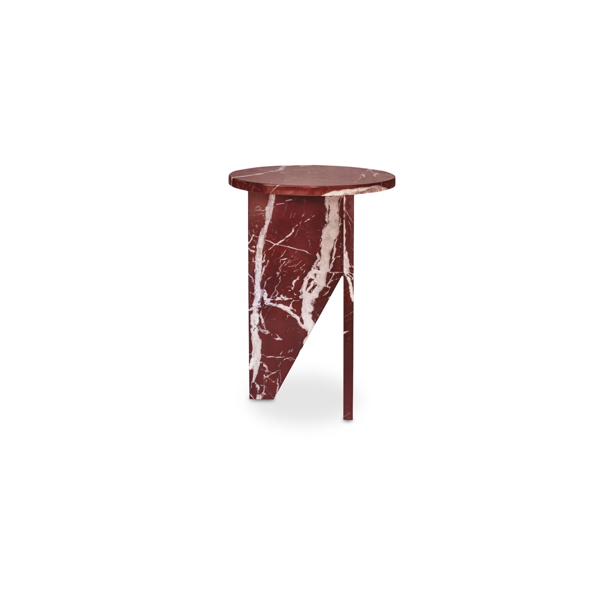 Grace accent table by Moe's Home Collection, Rosso Levante marble, sculptural turned base