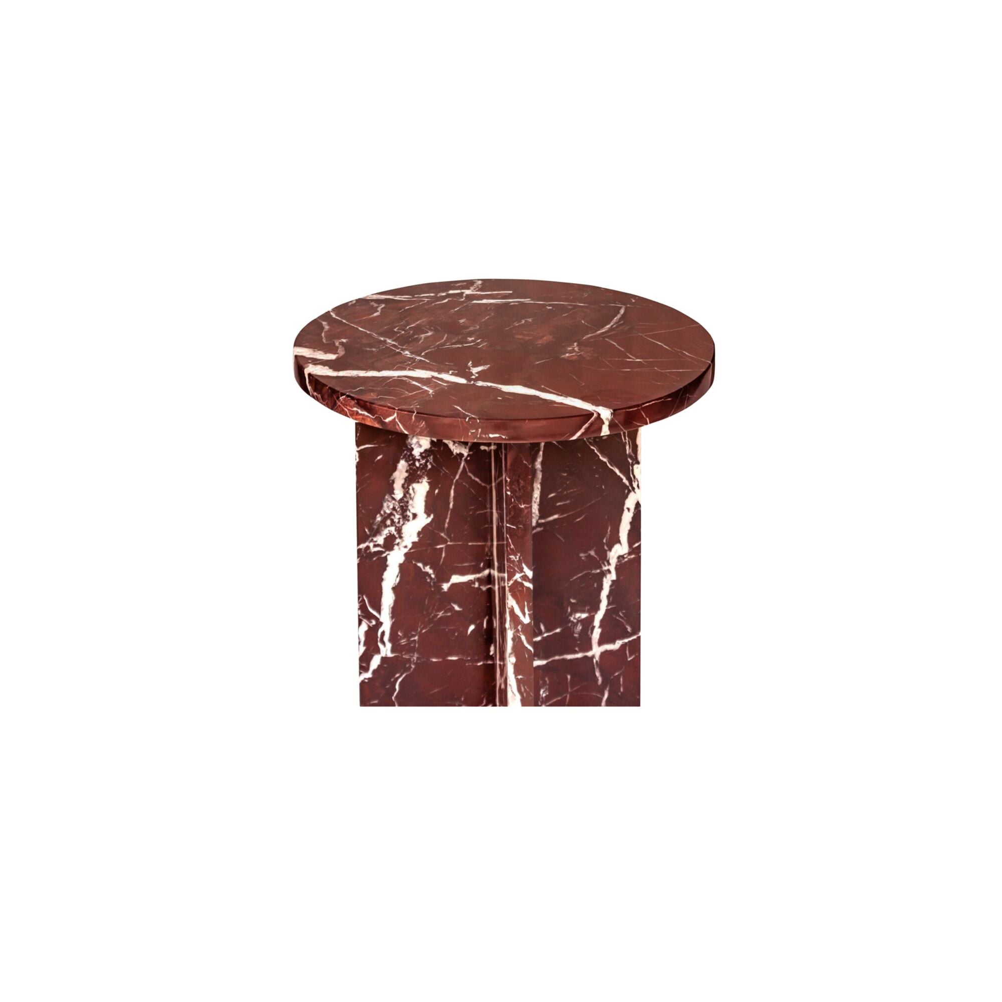 Grace accent table by Moe's Home Collection, Rosso Levante marble, sculptural turned base