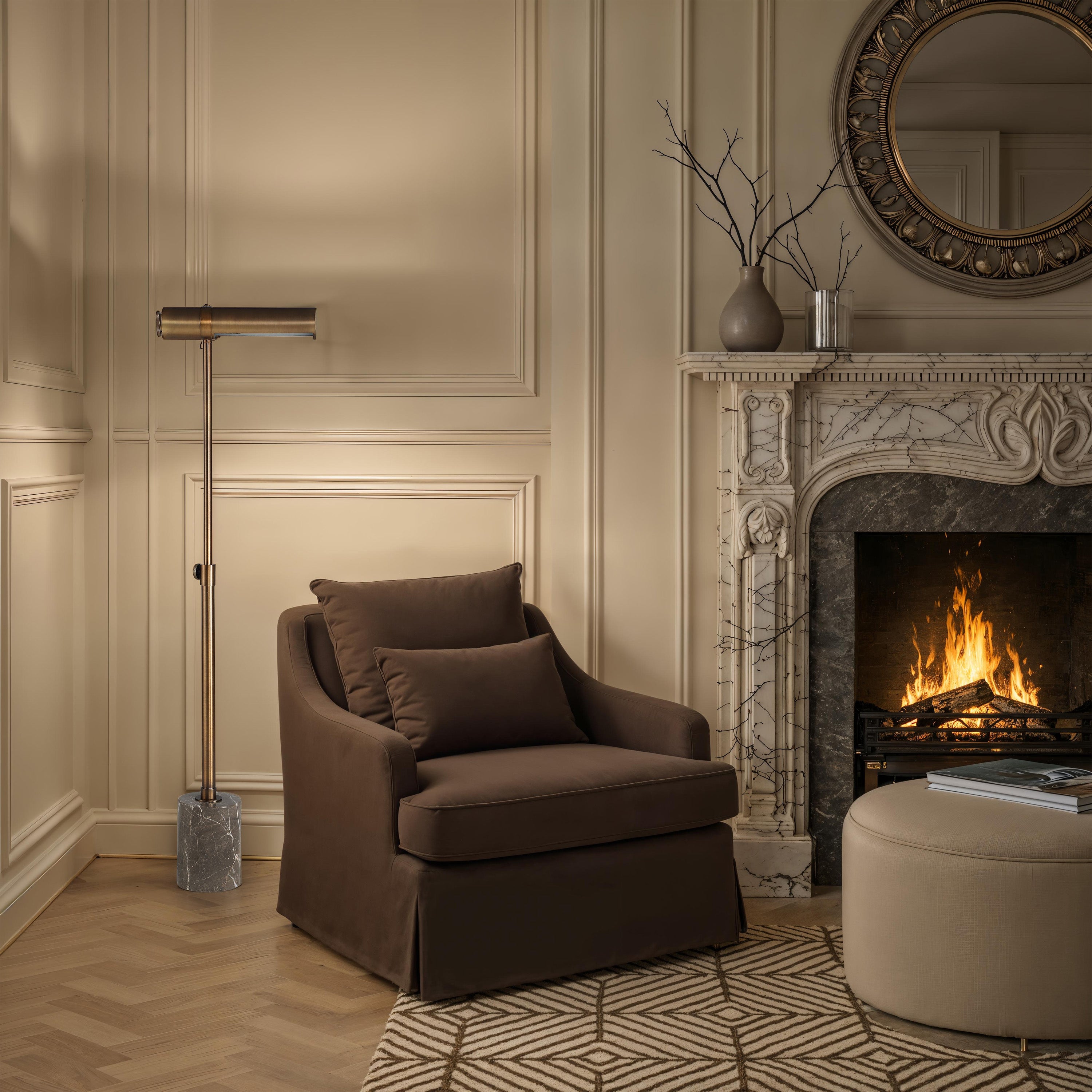 Gusle floor lamp by Renwil, iron, dark antique brushed bronze finish