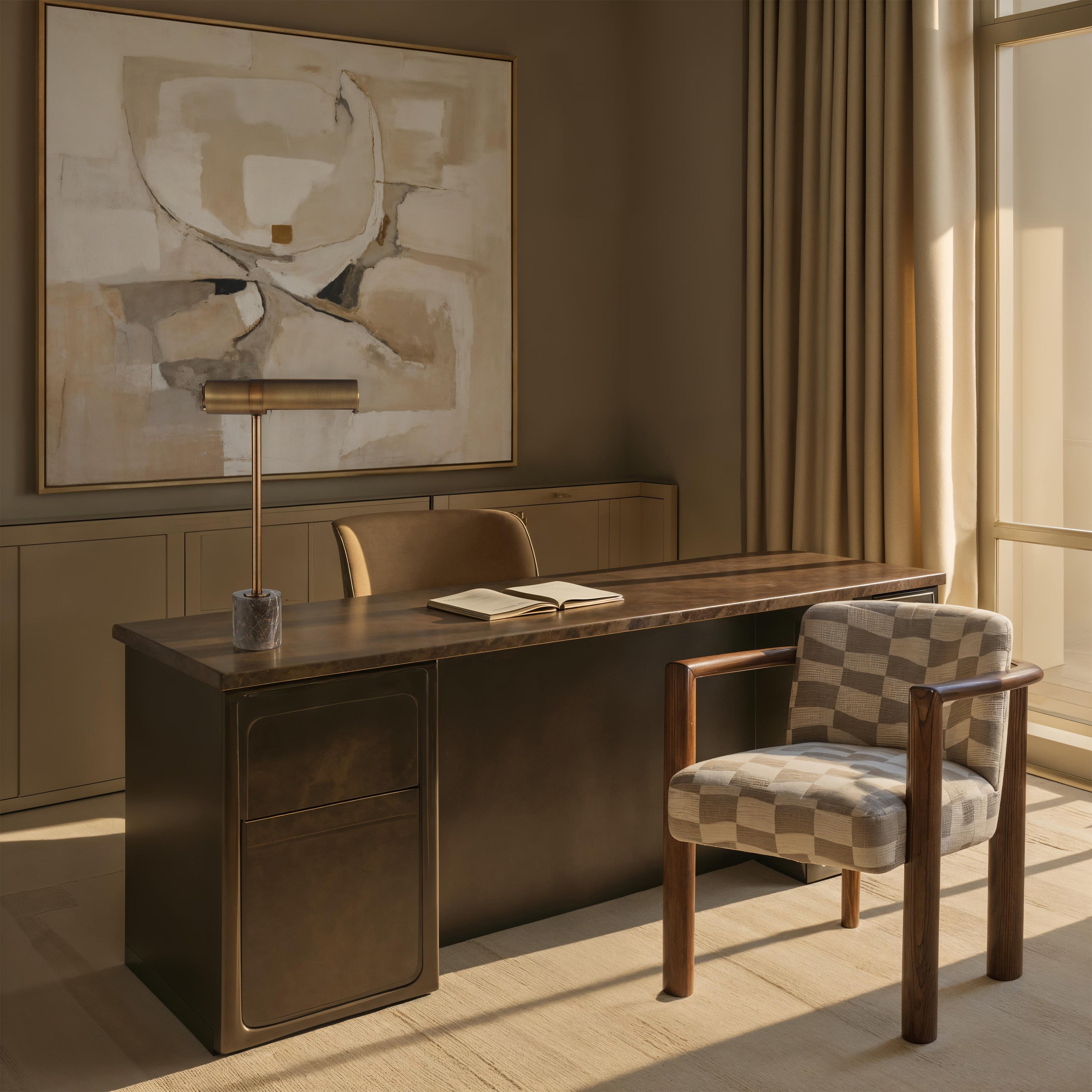 Gusle table lamp by Renwil, iron, dark antique brushed bronze finish
