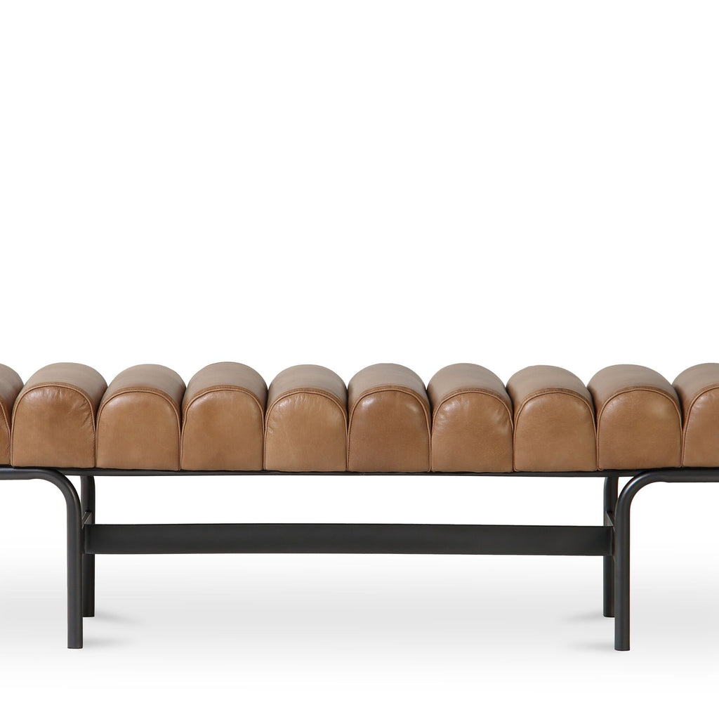 Harrison bench by Moe's Home Collection, upholstered performance fabric, tan