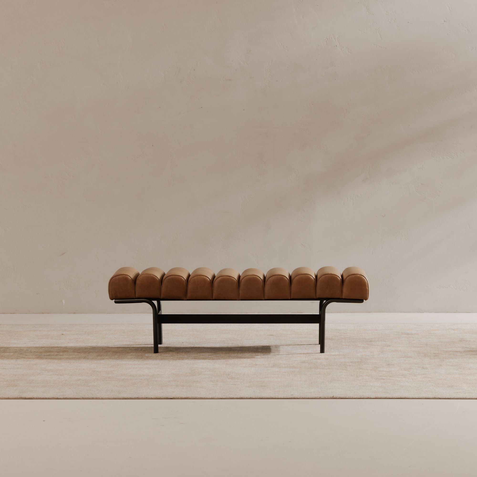 Harrison bench by Moe's Home Collection, upholstered performance fabric, tan