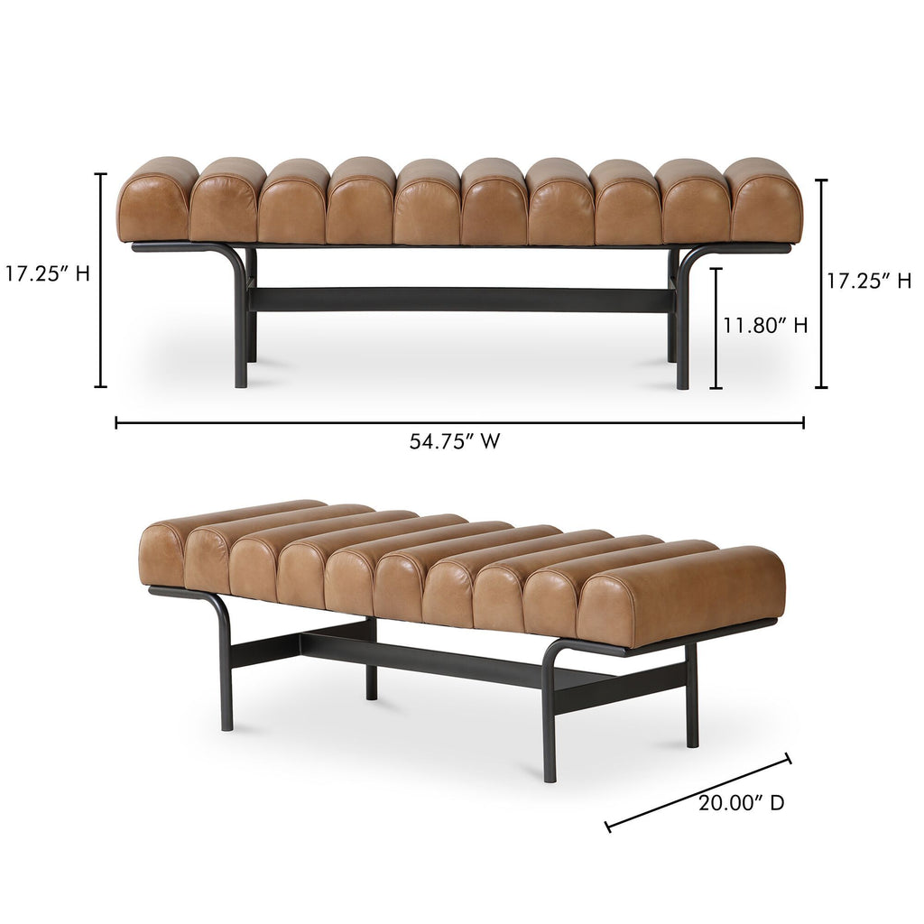 Harrison bench by Moe's Home Collection, upholstered performance fabric, tan