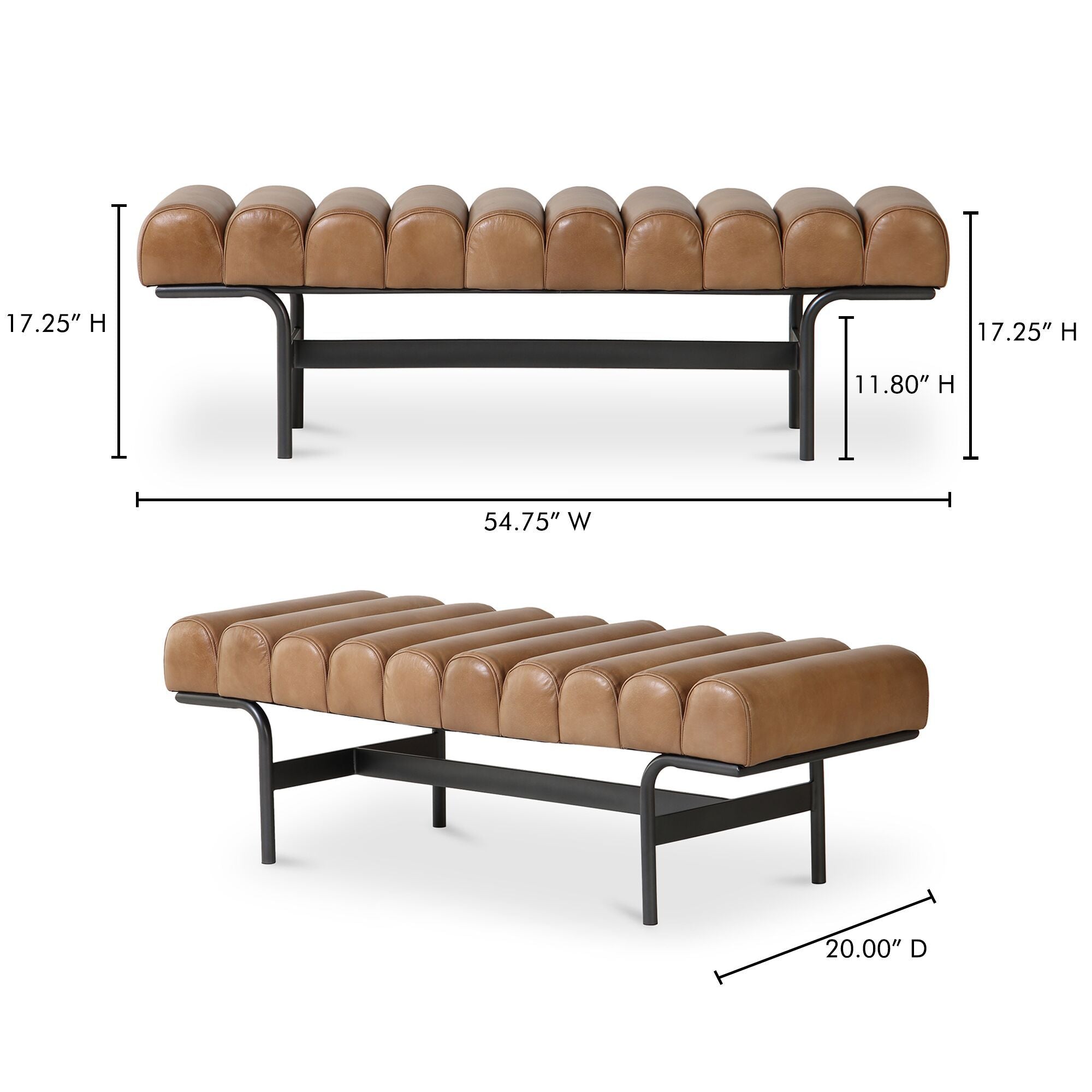 Harrison bench by Moe's Home Collection, upholstered performance fabric, tan