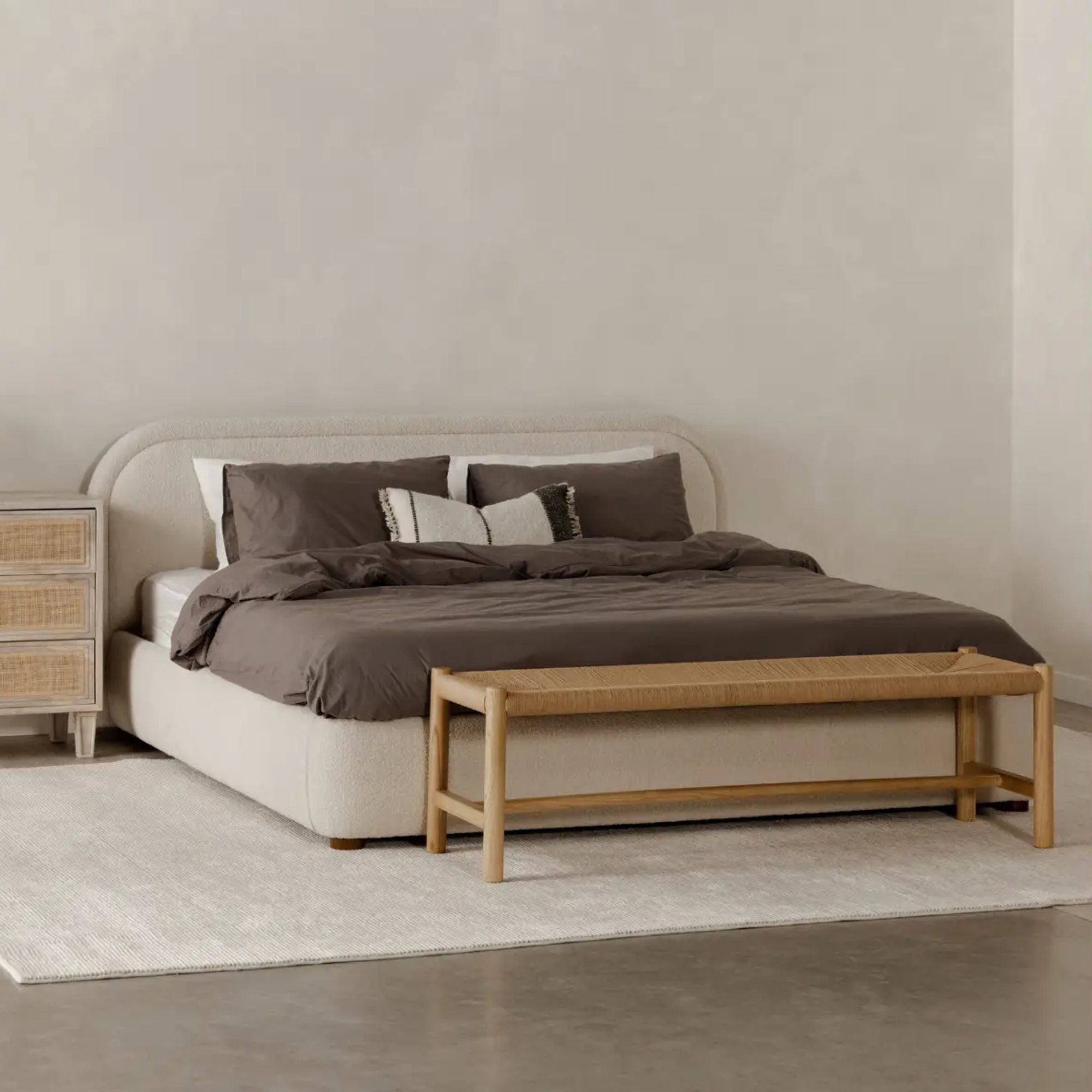 Hawthorn large bench by Moe's Home Collection, natural solid wood, light oil finish