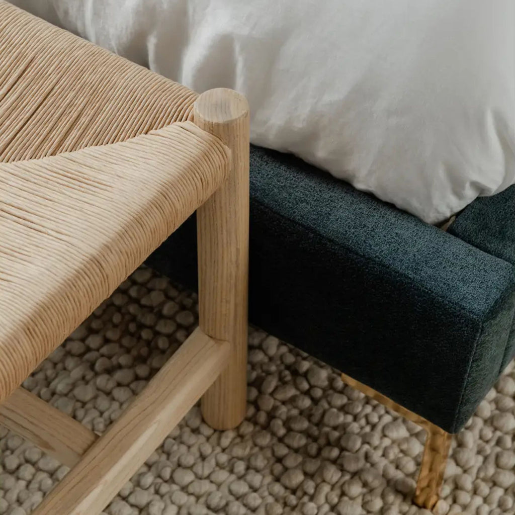 Hawthorn large bench by Moe's Home Collection, natural solid wood, light oil finish