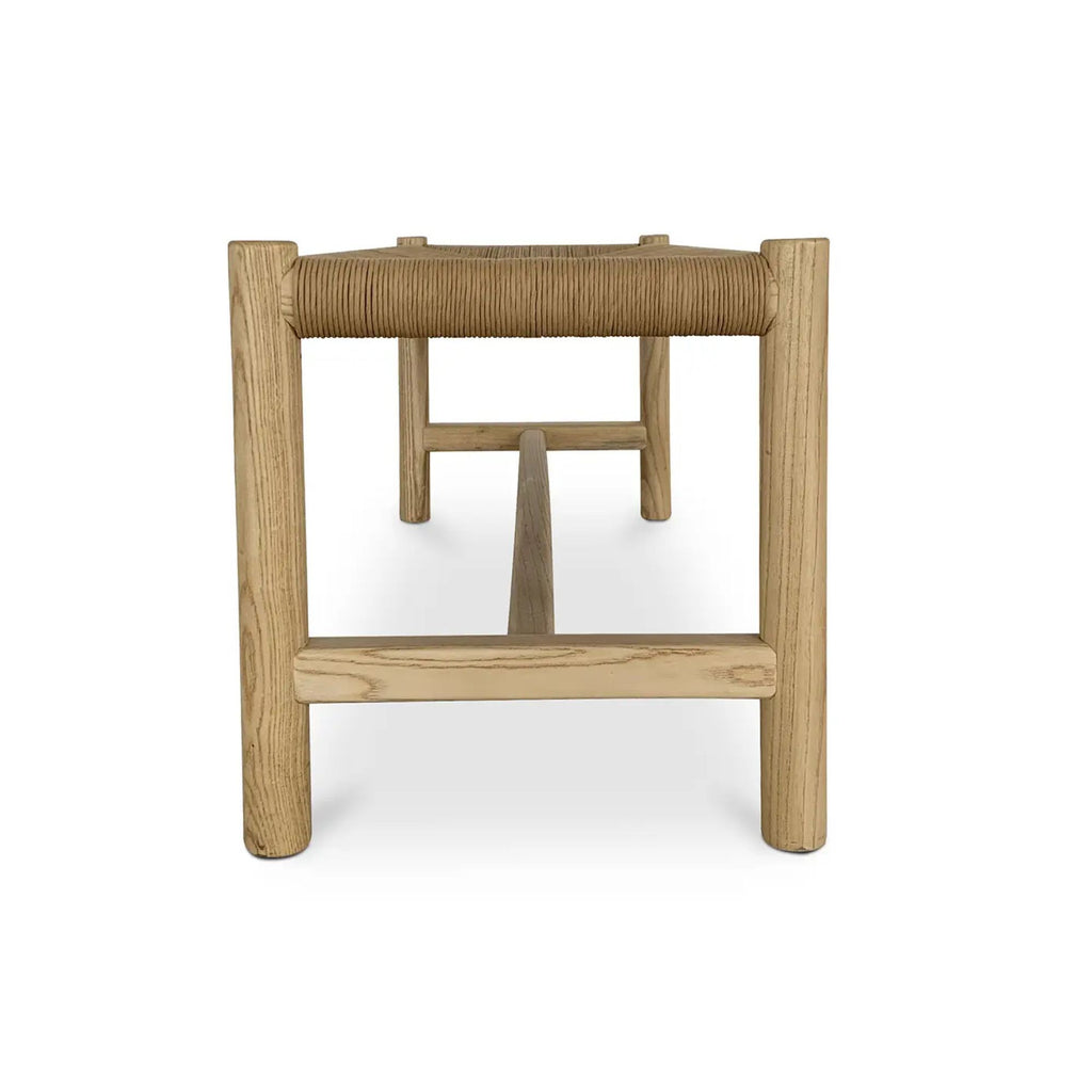 Hawthorn large bench by Moe's Home Collection, natural solid wood, light oil finish
