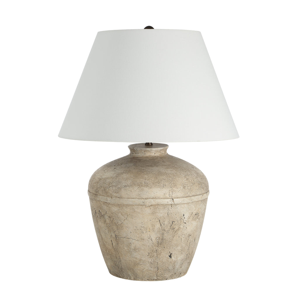 Heritage table lamp by Renwil, ceramic, distressed brown and beige