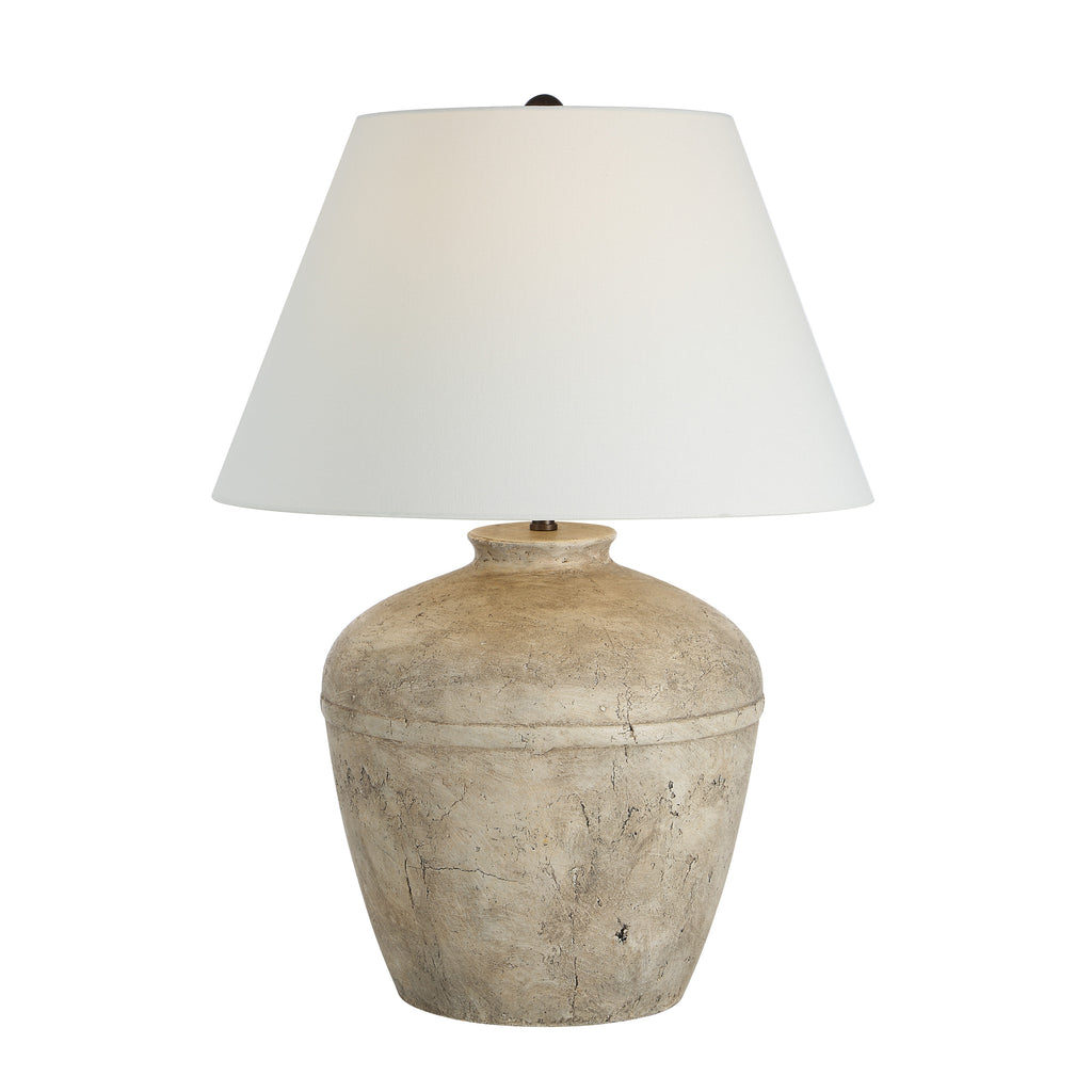 Heritage table lamp by Renwil, ceramic, distressed brown and beige