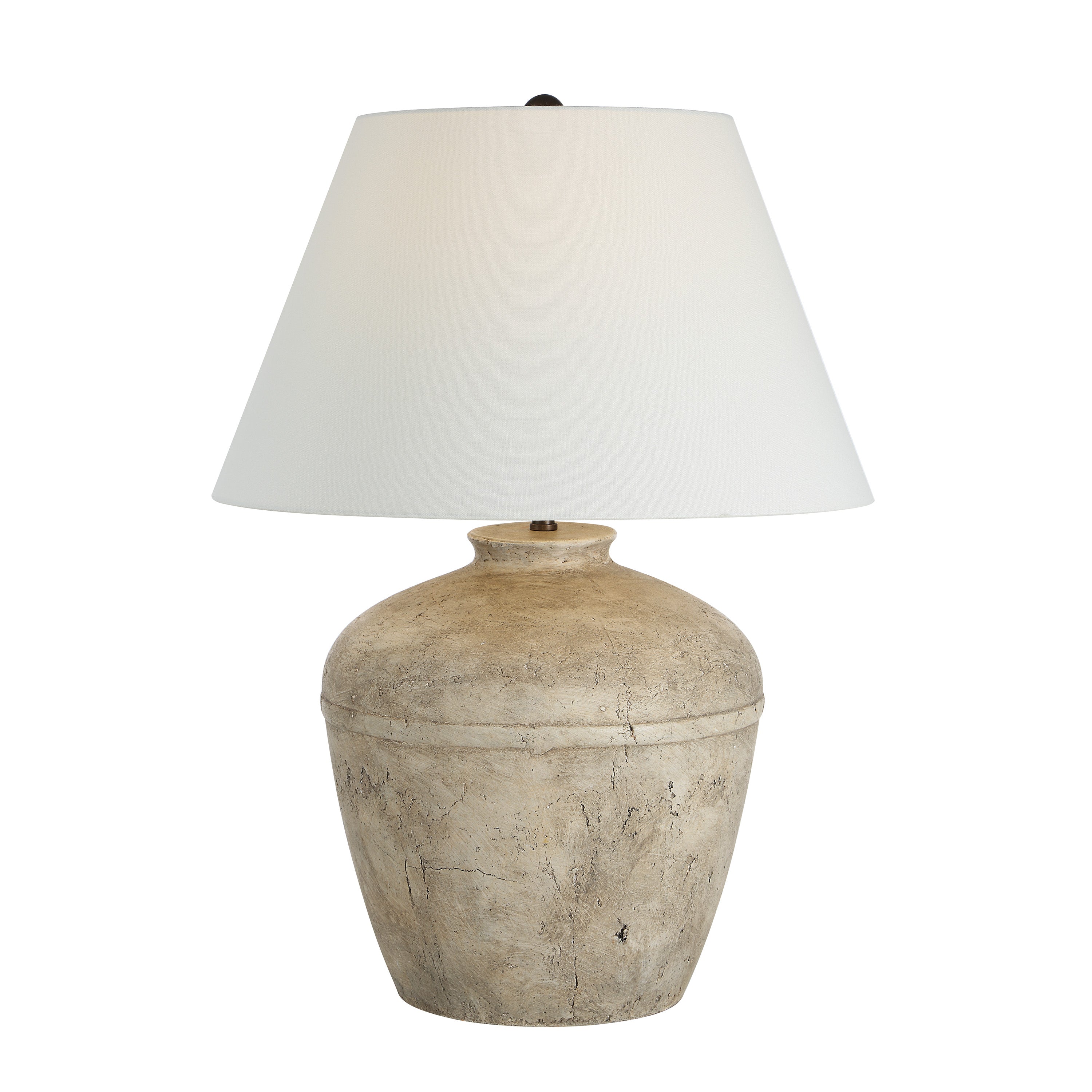 Heritage table lamp by Renwil, ceramic, distressed brown and beige