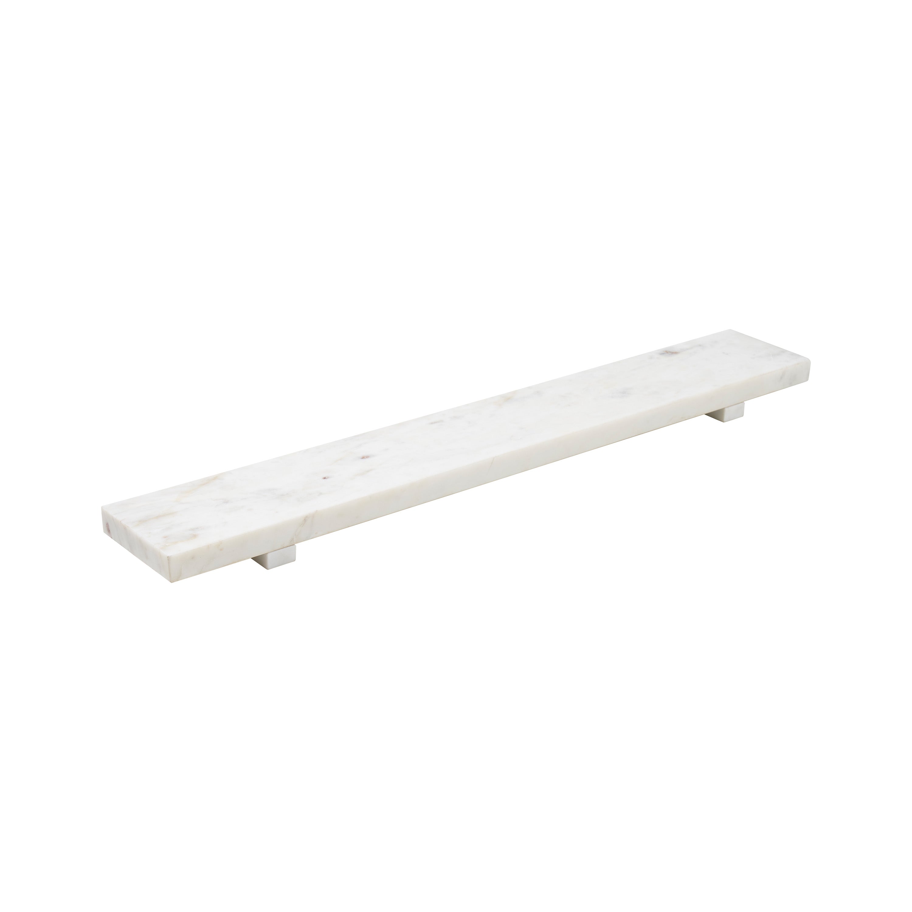 Inka marble tray by Renwil, solid white marble, natural veining