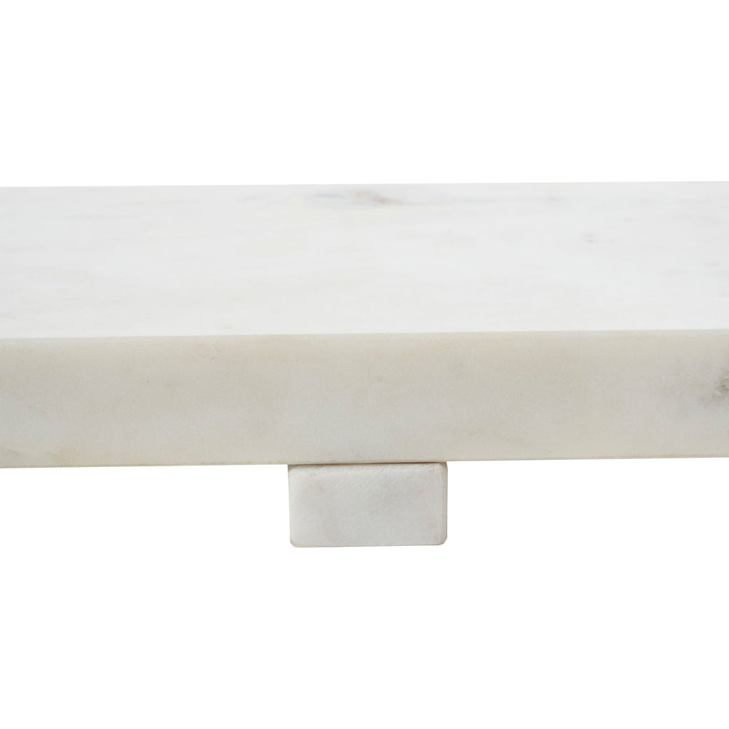 Inka marble tray by Renwil, solid white marble, natural veining