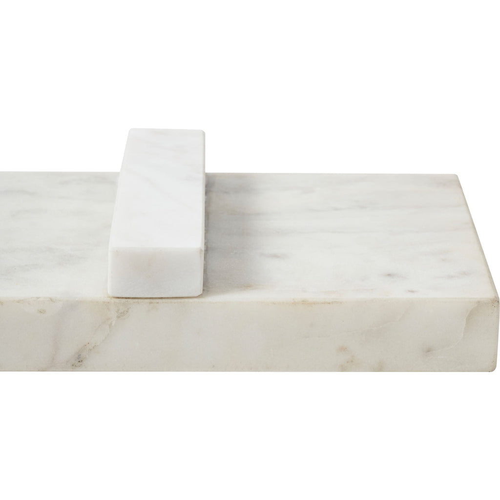 Inka marble tray by Renwil, solid white marble, natural veining