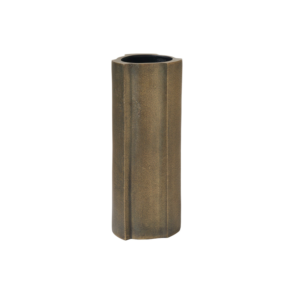 Interlude vase by Renwil, cast aluminum, antique brass finish