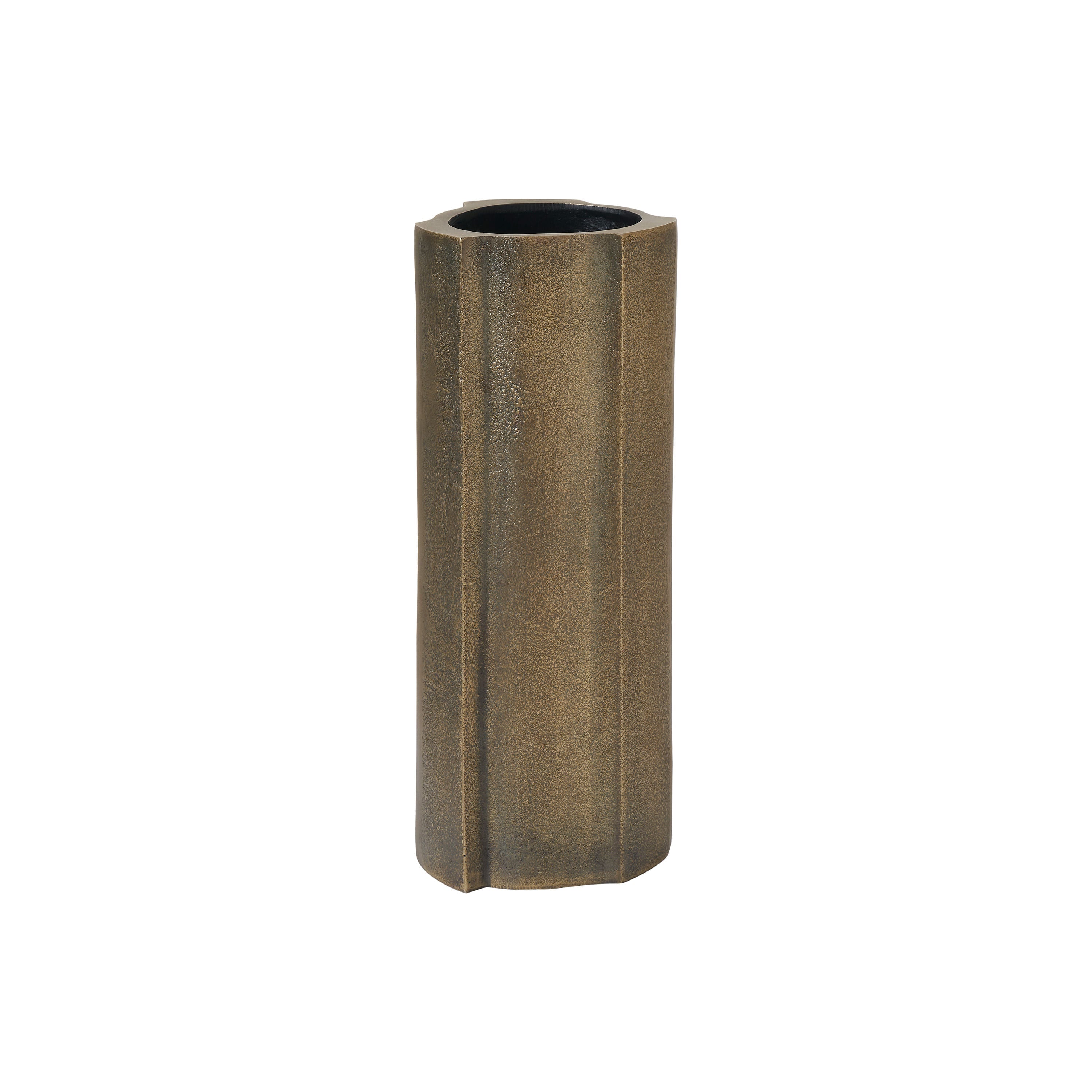 Interlude vase by Renwil, cast aluminum, antique brass finish