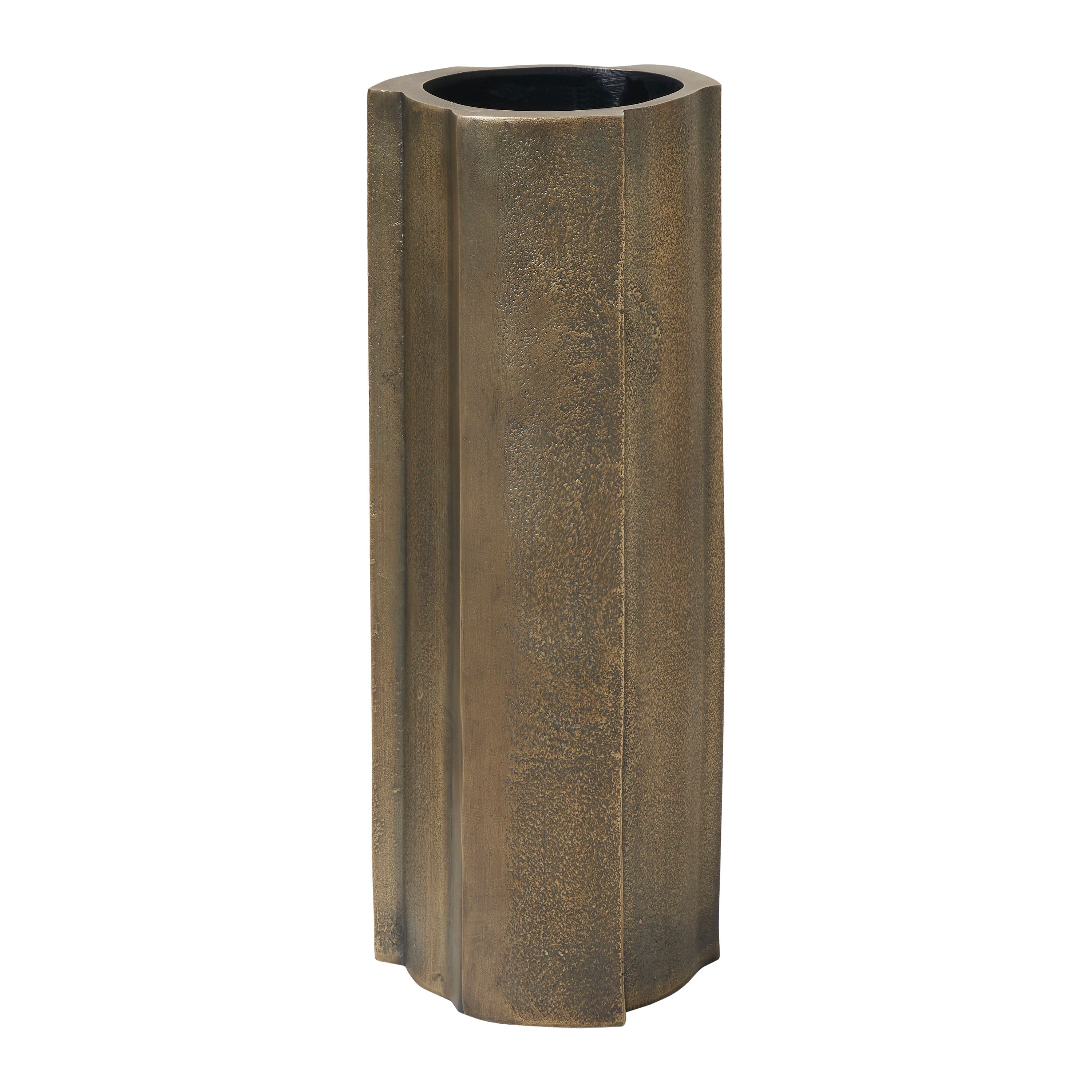 Interlude vase by Renwil, cast aluminum, antique brass finish