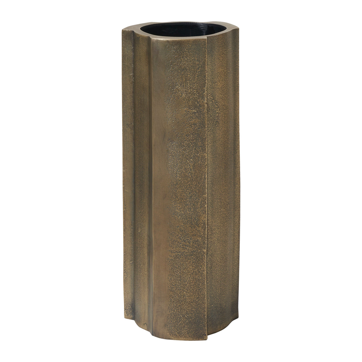 Interlude vase by Renwil, cast aluminum, antique brass finish