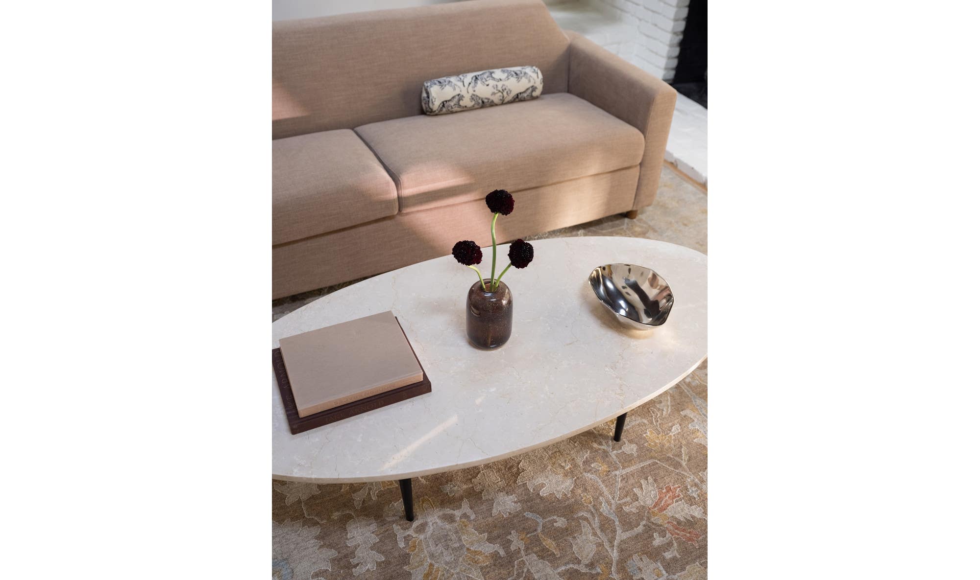 Botticino Marble Winona Coffee Table Botticino Beige Marble view 2