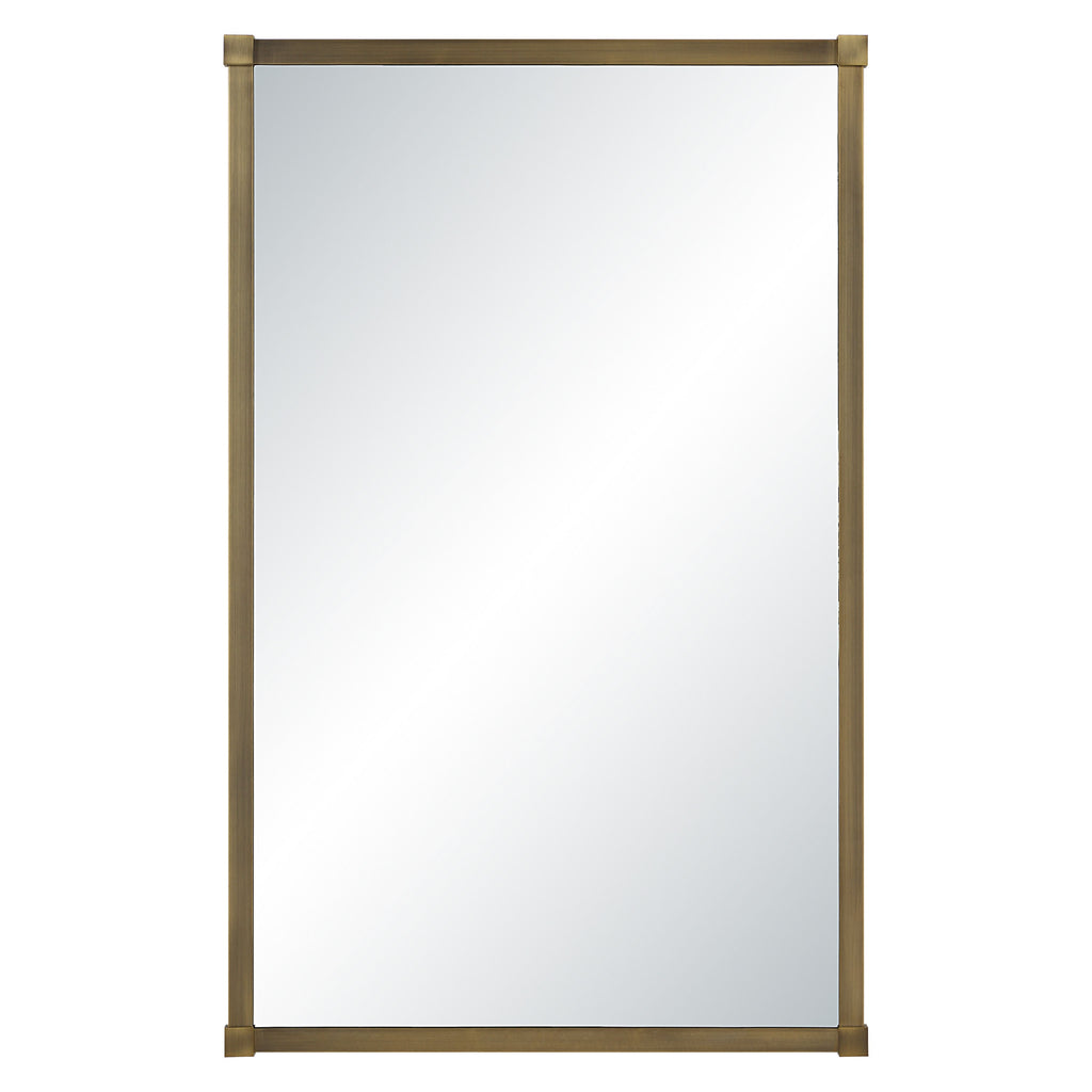 Khaya wall mirror by Renwil, iron, dark antique brushed brass finish