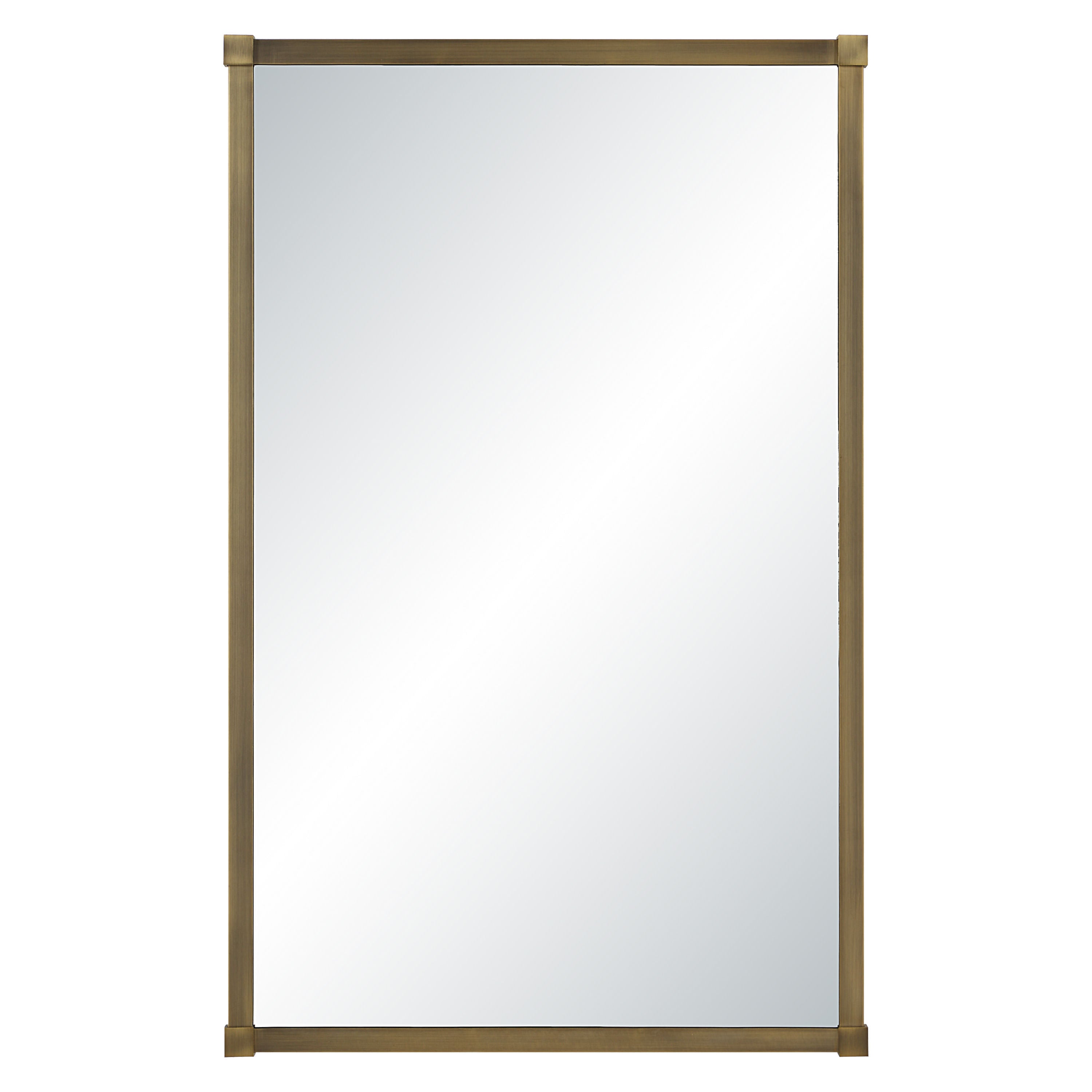 Khaya wall mirror by Renwil, iron, dark antique brushed brass finish