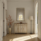 Khaya wall mirror by Renwil, iron, dark antique brushed brass finish