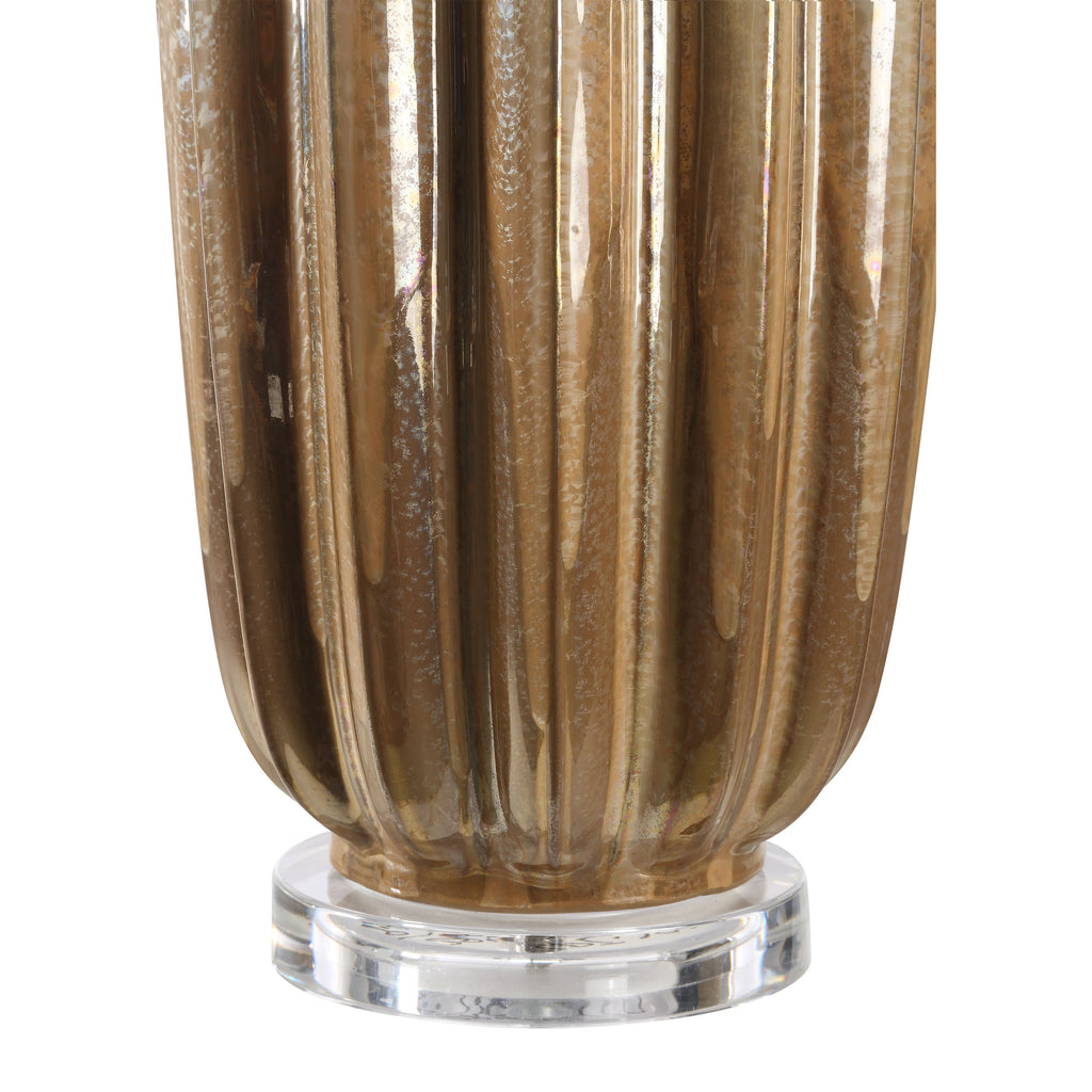 Lumeo table lamp by Renwil, glass base, gold finish