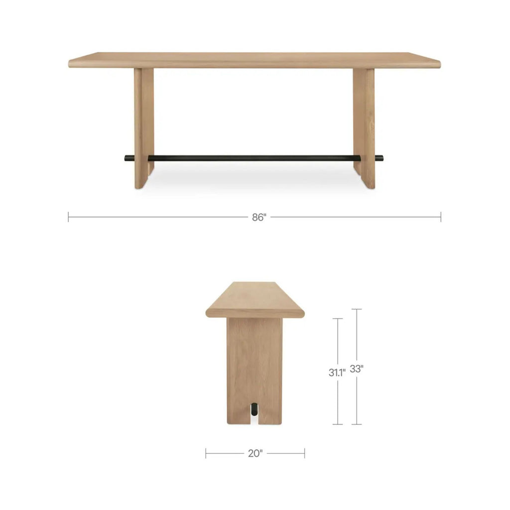 Madison console table by Moe's Home Collection, natural solid wood, plinth base