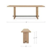 Madison console table by Moe's Home Collection, natural solid wood, plinth base
